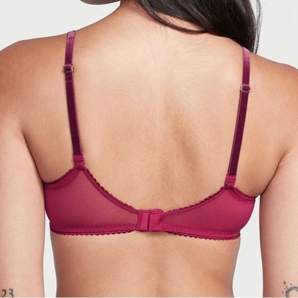 NWT Victoria’s Secret 38DD Wicked Unlined Velvet Lace Balconette Bra Red - Picture 4 of 9